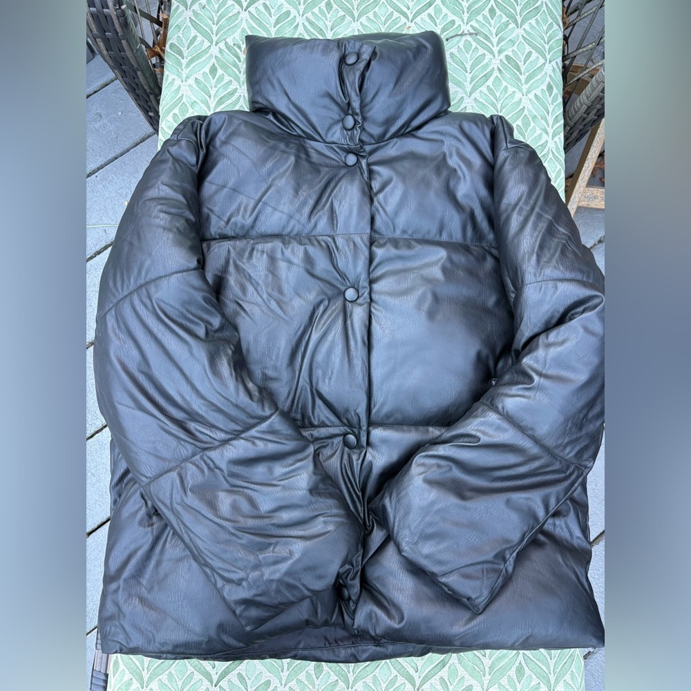 NVLT  - Faux Leather Puffer Jacket - size small